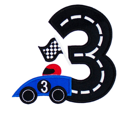 Race Car Birthday Number Patch