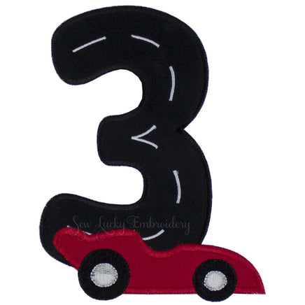 Race Car Birthday Number Patch - Sew Lucky Embroidery