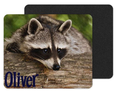 Racoon on Log Custom Personalized Mouse Pad