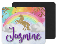 Rainbow Unicorn Custom Personalized Mouse Pad - Sew Lucky Embroidery