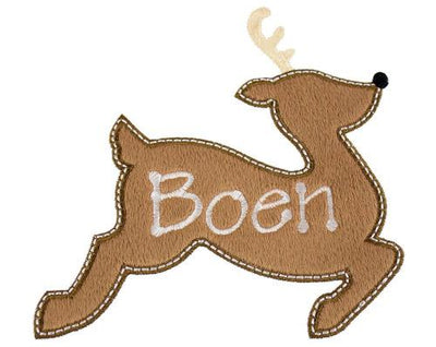 Reindeer Personalized Sew or Iron on Embroidered Patch