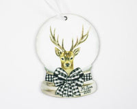Reindeer Snow Globe Christmas Ornament Personalized - Sew Lucky Embroidery