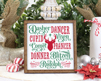 Reindeer Names Christmas Tier Tray Sign - Sew Lucky Embroidery