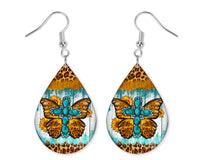 Rhinestone Butterfly Teardrop Earrings - Sew Lucky Embroidery