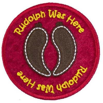 Rudolph Reindeer Tracks Sew or Iron on Embroidered Patch
