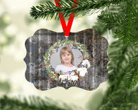 Rustic Christmas Wreath with Photo Ornament - Sew Lucky Embroidery
