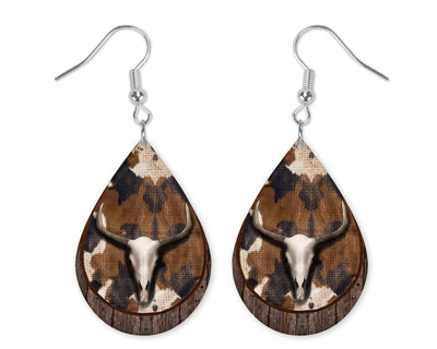 Rustic Bull Skull Earrings