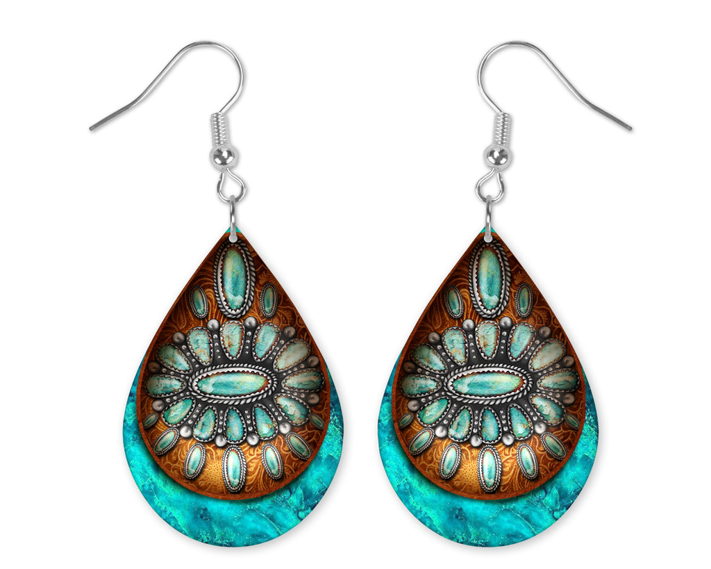 Rustic Turquoise Earrings - Sew Lucky Embroidery
