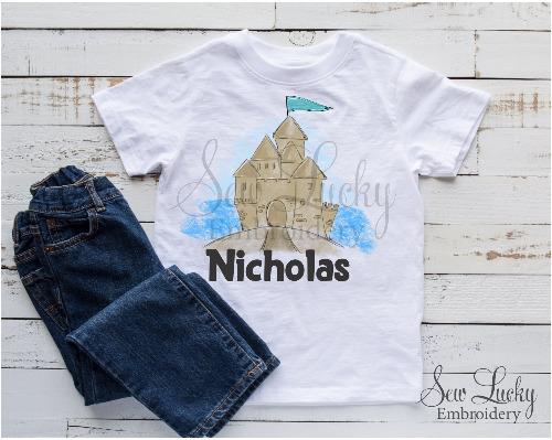 Sand Castle Personalized Shirt - Sew Lucky Embroidery