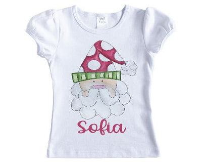 Santa Face Colored Personalized Girls Shirt
