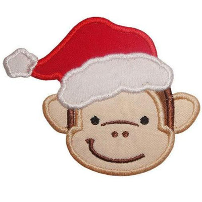 Santa Monkey Sew or Iron on Embroidered Patch