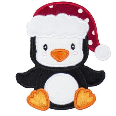 Santa Penguin Sew or Iron on Embroidered Patch
