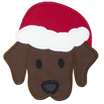 Santa Puppy Sew or Iron on Embroidered Patch