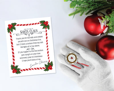 Santa's Lost Button and Letter Christmas Ornament and Decorations