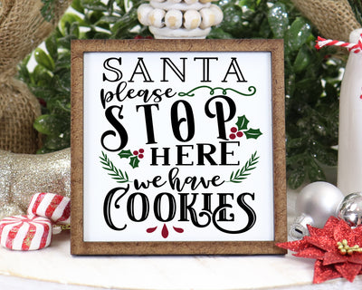 Santa Stop Here Christmas Tier Tray Sign
