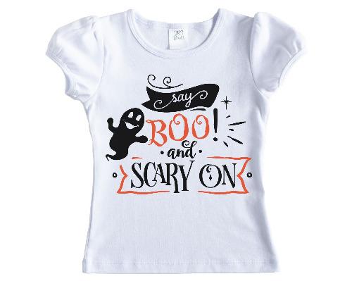 Say Boo Halloween Shirt - Sew Lucky Embroidery
