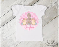 Scalloped Girl Bunny Trio Girls Personalized Shirt - Sew Lucky Embroidery