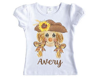 Scarecrow Personalized Girls Fall Shirt - Sew Lucky Embroidery