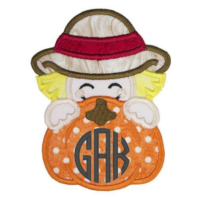 Scarecrow Pumpkin Peeker Monogrammed Sew or Iron on Embroidered Patch