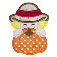 Scarecrow Pumpkin Peeker Monogrammed Patch - Sew Lucky Embroidery
