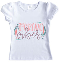 Back to School Vibes Girls Shirt - Sew Lucky Embroidery