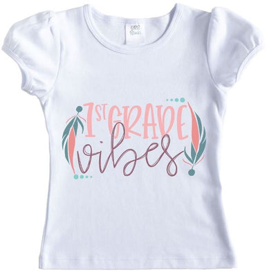 Back to School Vibes with Feathers Girls Shirt