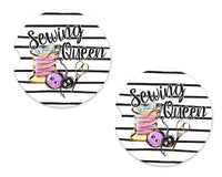 Sewing Queen Sandstone Car Coasters - Sew Lucky Embroidery