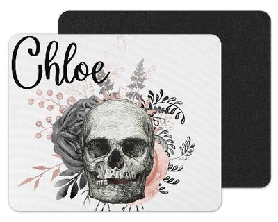 Skull with Pink Floral Custom Personalized Mouse Pad