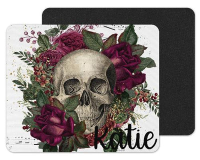 Skull with Purple Flowers Custom Personalized Mouse Pad