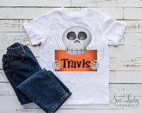 Skull with Sign Halloween Personalized Shirt - Sew Lucky Embroidery