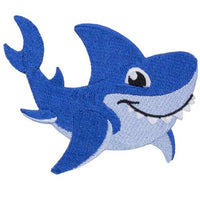 Smiling Blue Shark Patch - Sew Lucky Embroidery