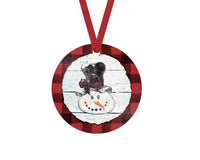 Snowman Red Buffalo Plaid Trim Christmas Ornament - Sew Lucky Embroidery