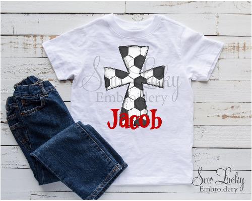 Soccer Ball Cross Personalized Shirt - Sew Lucky Embroidery