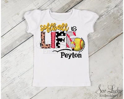 Softball is Life Girls Personalized Shirt