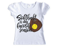 Softball is my Favorite Season Girls Shirt - Sew Lucky Embroidery