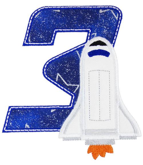 Space shuttle Birthday Number Patch - Sew Lucky Embroidery