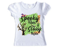 Spooky Vibes Halloween Girls Shirt - Sew Lucky Embroidery