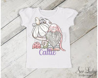 Spring Gnome Girls Personalized Shirt - Sew Lucky Embroidery