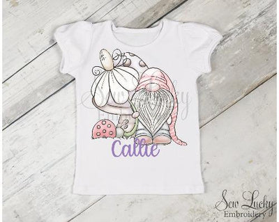 Spring Gnome Girls Personalized Shirt