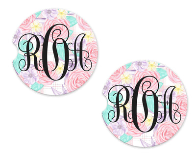 Spring Personalized Sandstone Car Coasters (Set of Two)