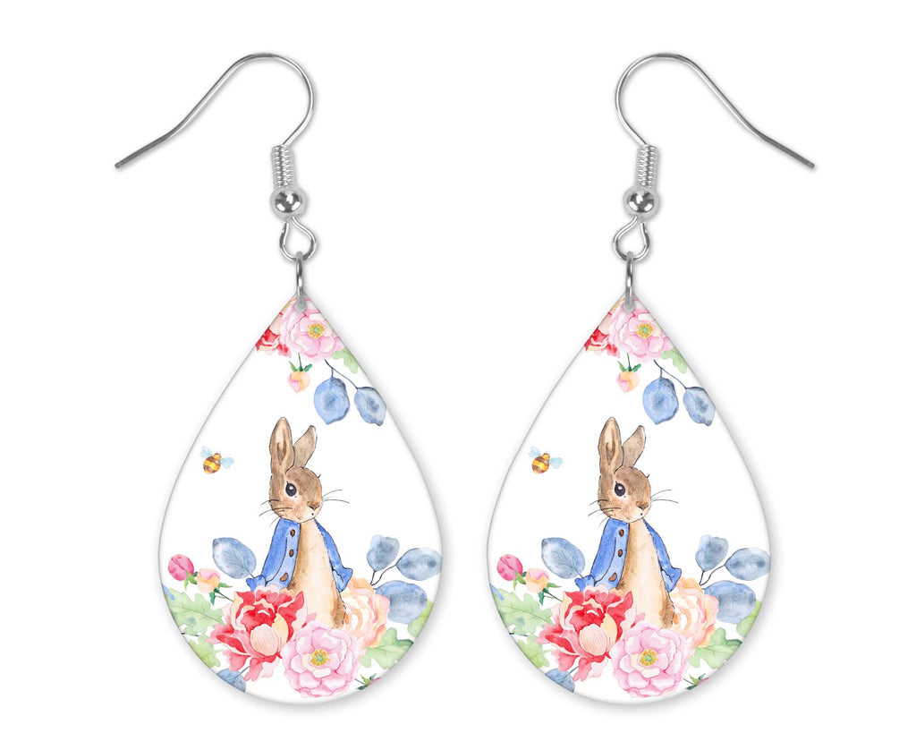 Spring Bunny and Bee Earrings - Sew Lucky Embroidery