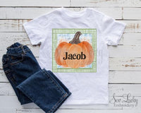 Square Pumpkin Fall Personalized Shirt - Sew Lucky Embroidery