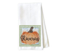 Square Pumpkin Frame Personalized Kitchen Towel - Waffle Weave Towel - Microfiber Towel - Kitchen Decor - House Warming Gift - Sew Lucky Embroidery