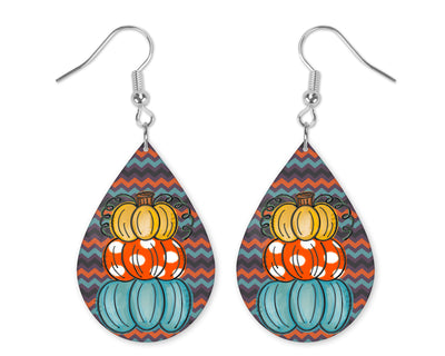 Stacked Pumpkins Teardrop Earrings