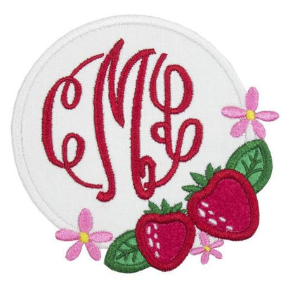 Strawberry Monogrammed Sew or Iron on Embroidered Patch