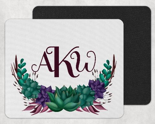 Succulents Personalized Custom Monogram Mouse Pad - Sew Lucky Embroidery