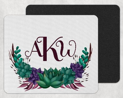 Succulents Personalized Custom Monogram Mouse Pad