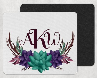 Succulents Personalized Custom Monogram Mouse Pad