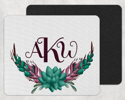 Succulents Personalized Custom Monogram Mouse Pad