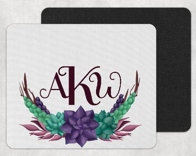 Succulents Personalized Custom Monogram Mouse Pad